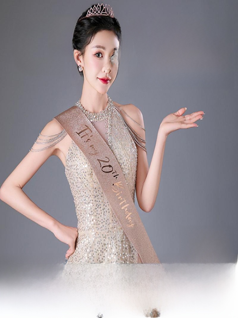 Champagne Gold Sparkle Crown S - Birthday Sash Glitter 评论和价格