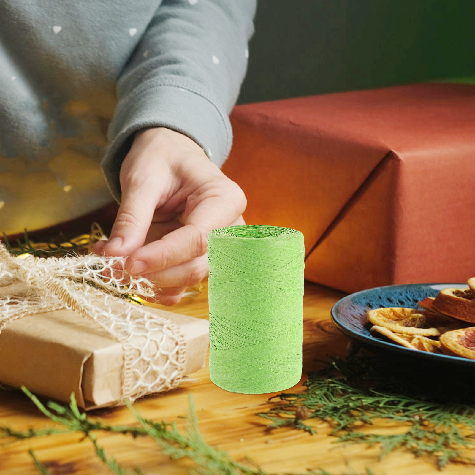 Raffia Paper Colored Flat Stri - Papercraft Supply Ribbon 评论和价格