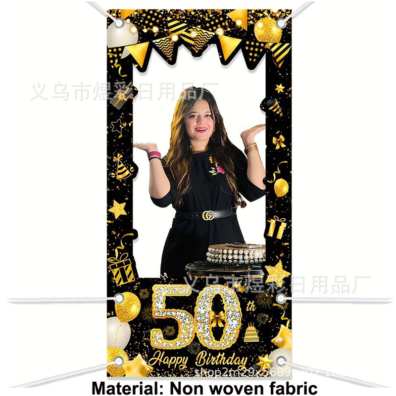 50th Birthday Decoration Black - Party Banner Gold 评论和价格
