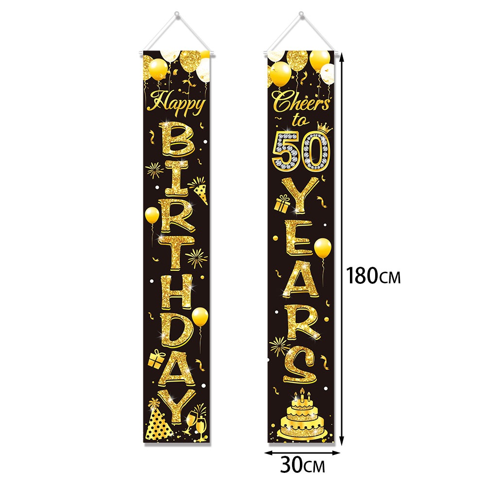 50th Birthday Decoration Black - Party Banner Gold 评论和价格
