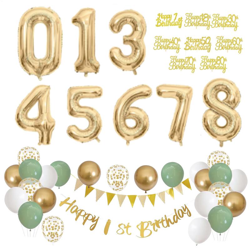 28 Pcs Birthday Decoration Set - Party Banner Gold 评论和价格