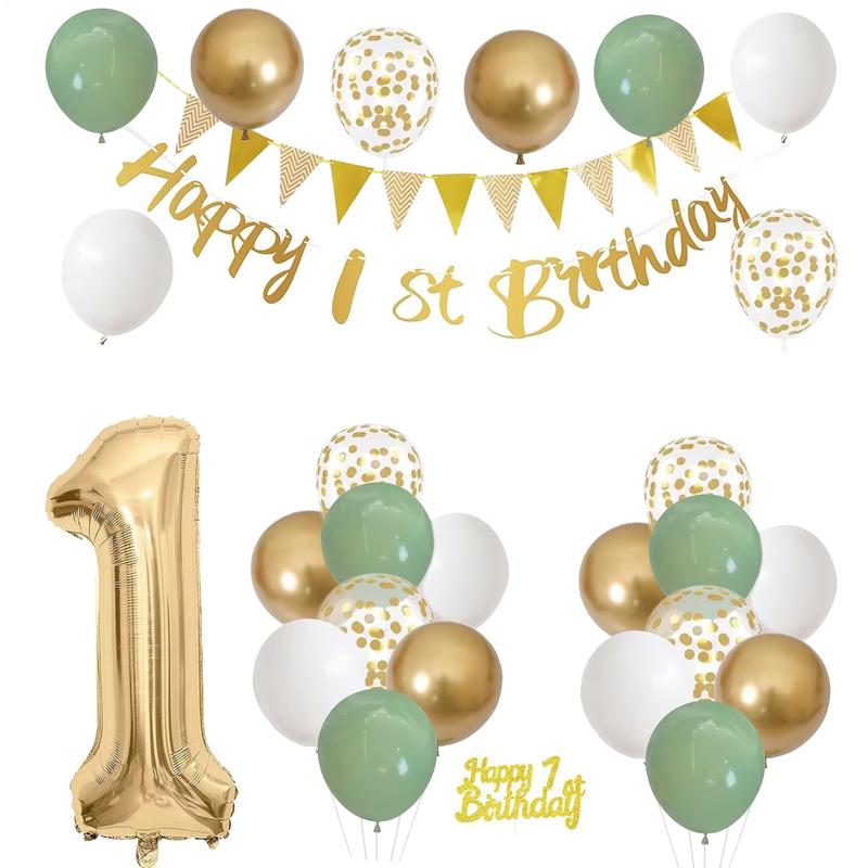 28 Pcs Birthday Decoration Set - Party Banner Gold 评论和价格