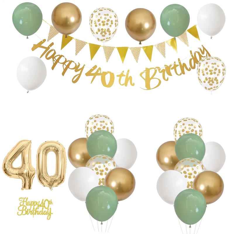 28 Pcs Birthday Decoration Set - Party Banner Gold 评论和价格