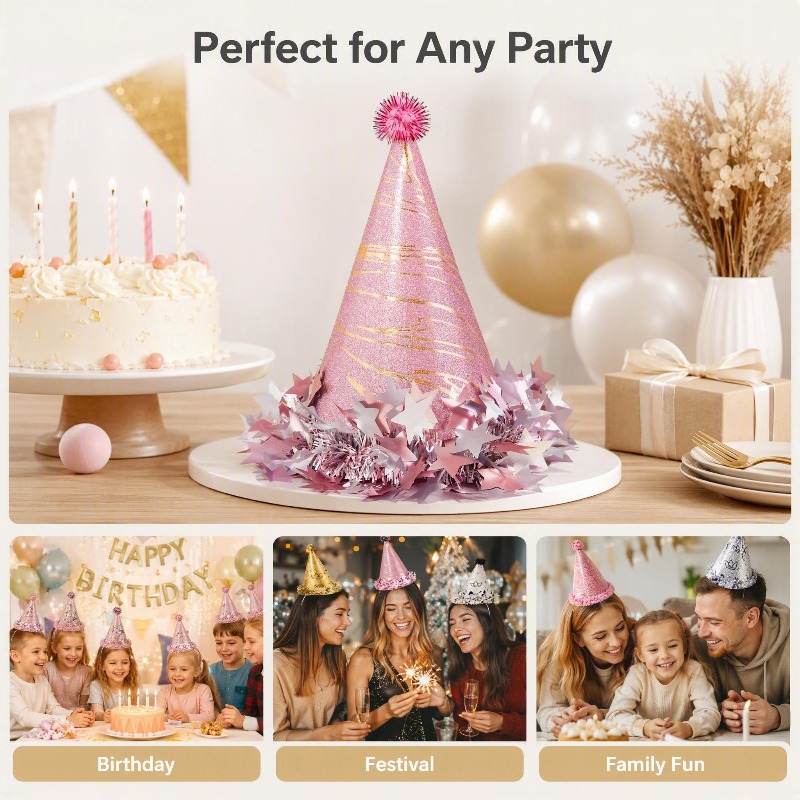 Ins Style Birthday Party Sequi - Party Hat Cone 评论和价格
