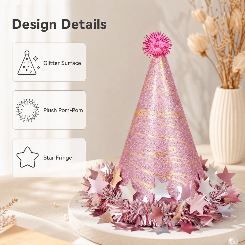 Ins Style Birthday Party Sequi - Party Hat Cone 评论和价格