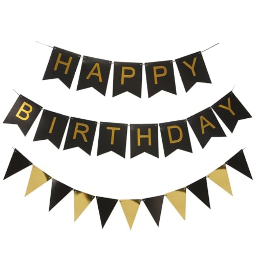 Black and Gold Striped Banner  - Party Banner Gold 评论和价格