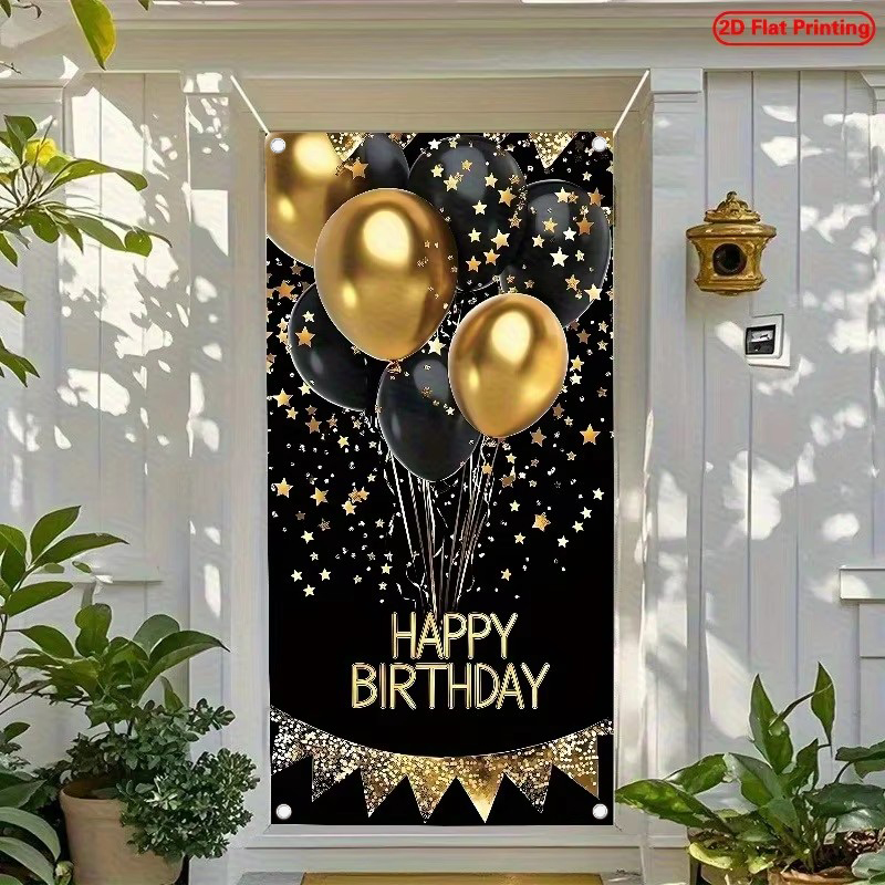 2D Door Banner, 1 Elegant Blac - Party Banner Gold 评论和价格